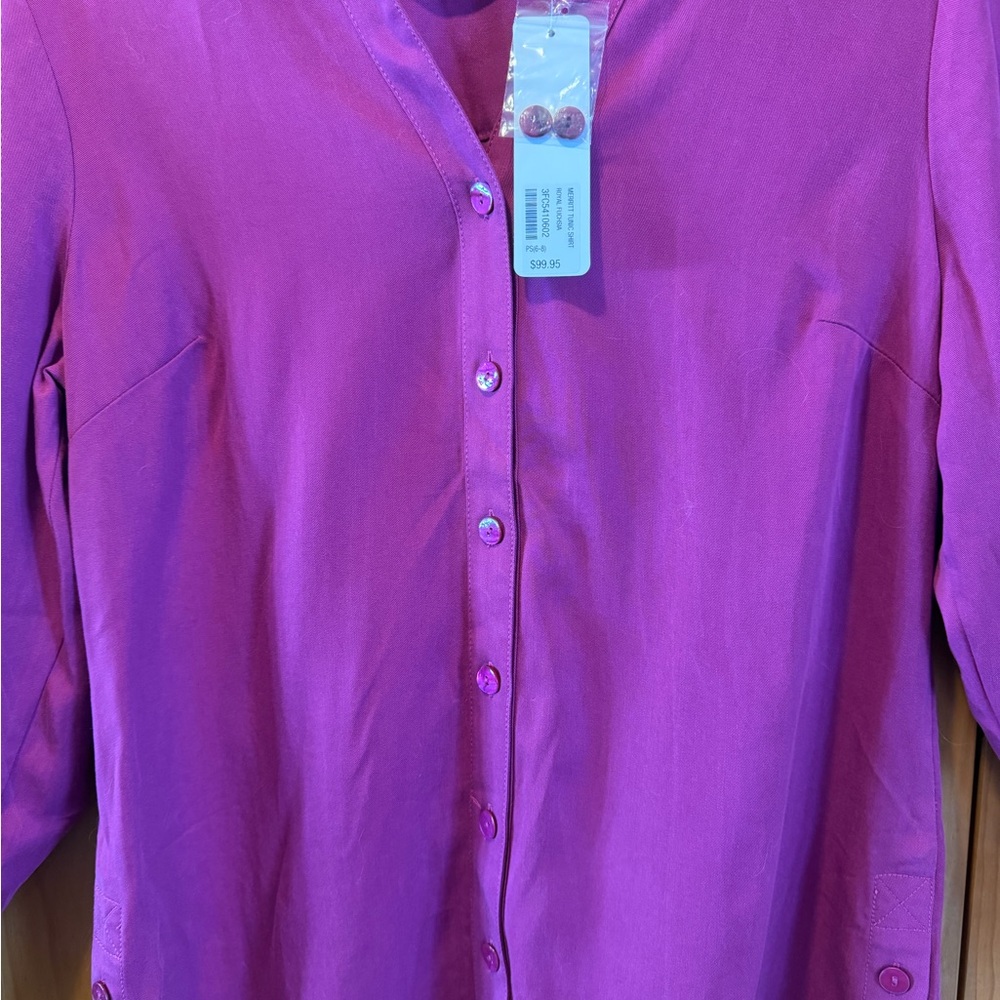 Soft Surroundings Purple Button-Front Blouse NWT - image 8